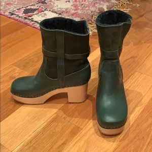 Swedish Hasbeens Shearling Clog Boots Size 38